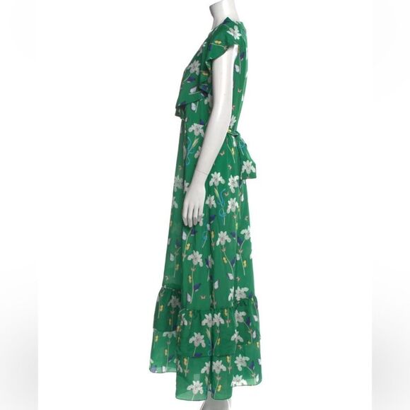 Borgo de Nor Green Garden of Eden Print Maxi Dress GUC US Size 4 with Tie Wrap - Picture 5 of 15